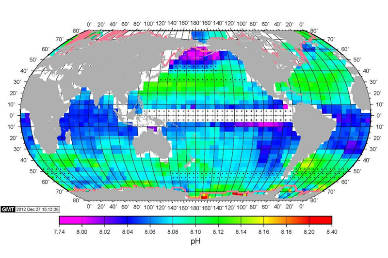 acidification des océans carte